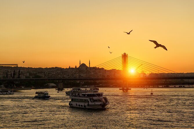 Istanbul Bosphorus Sunset Yacht Cruise with Snack and Refreshment - Bosphorus Bridge views and the skyline rhythm between Europe and Asia