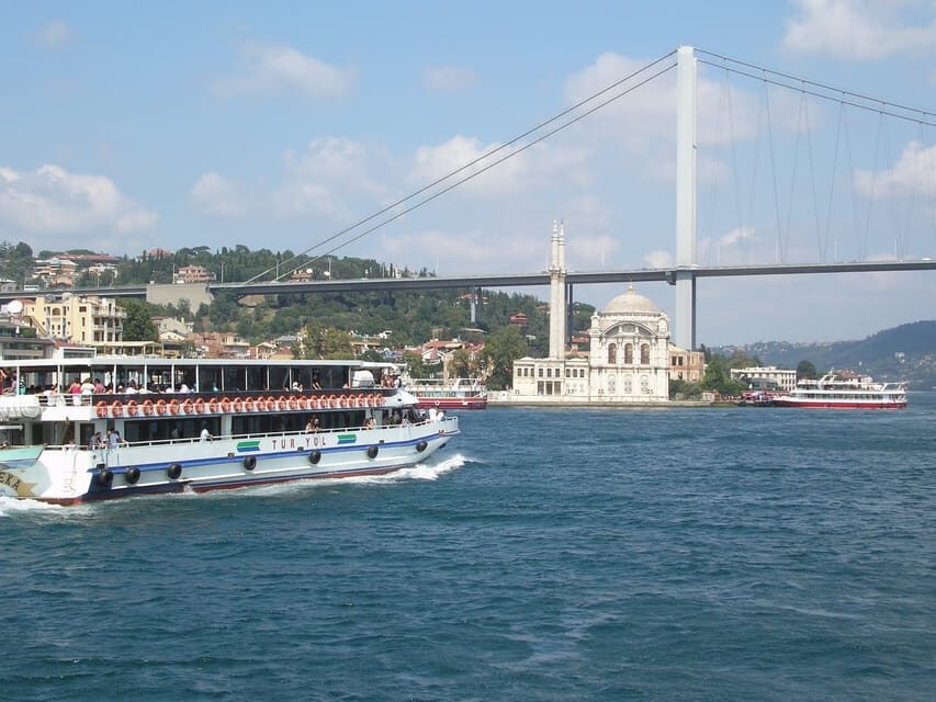 Istanbul Half-Day Tour and Bosphorus Cruise - Ortaköy and Bosphorus Bridge: shoreline views with quick context