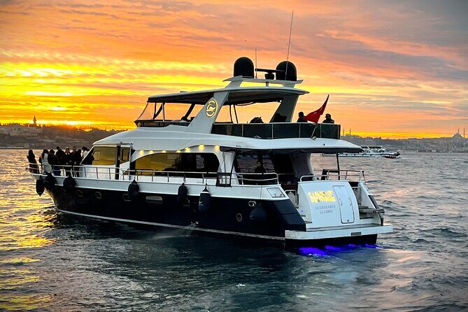 Luxury Sunset Yacht Cruise on the Bosphorus – Refresh & Relax - Dolmabahçe and Ortaköy shoreline views: palaces, mosques, and bridge glow